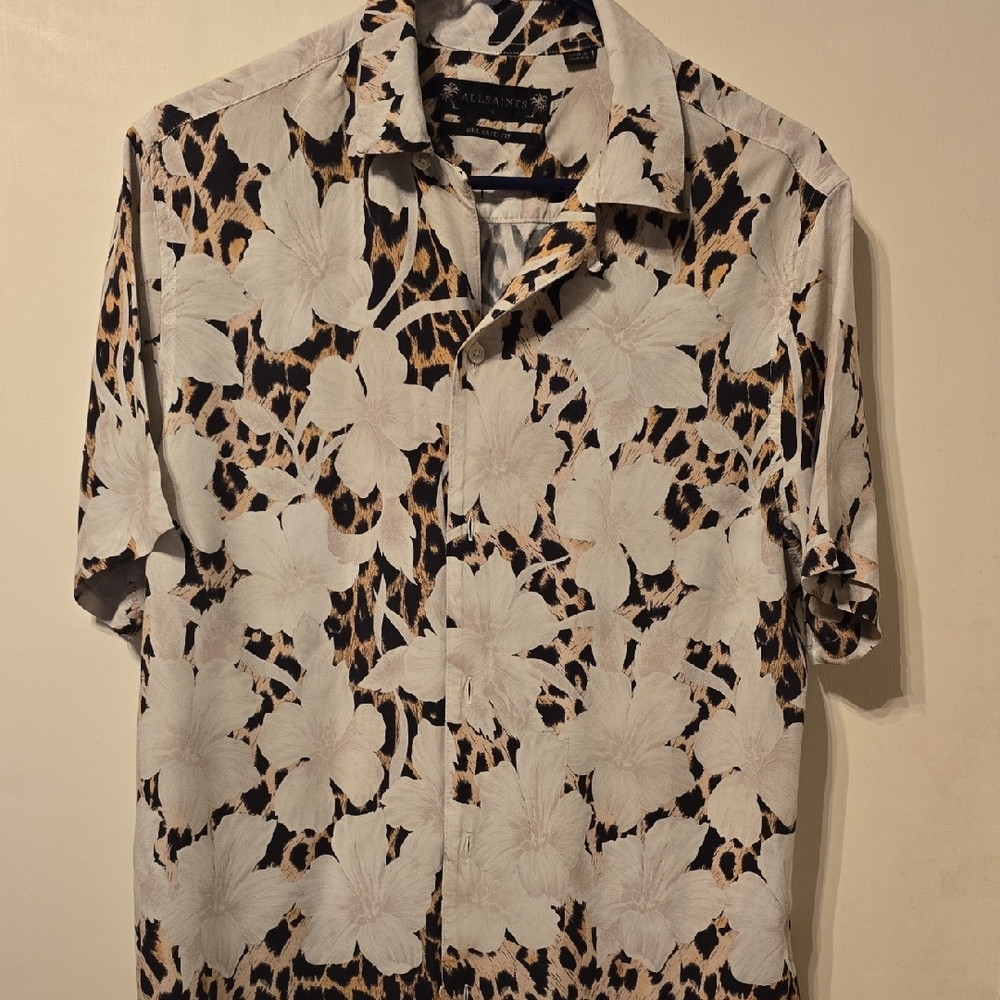 All Saints Black and White Casual Button Down Shirt